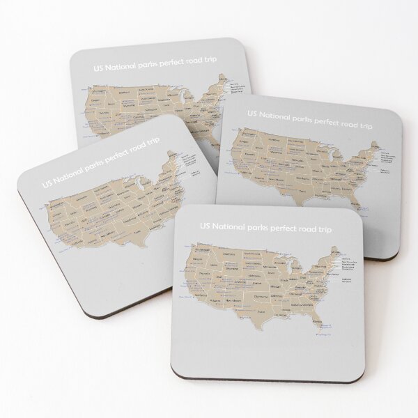 Item preview, US map of national parks designed and sold by Euskadaz.