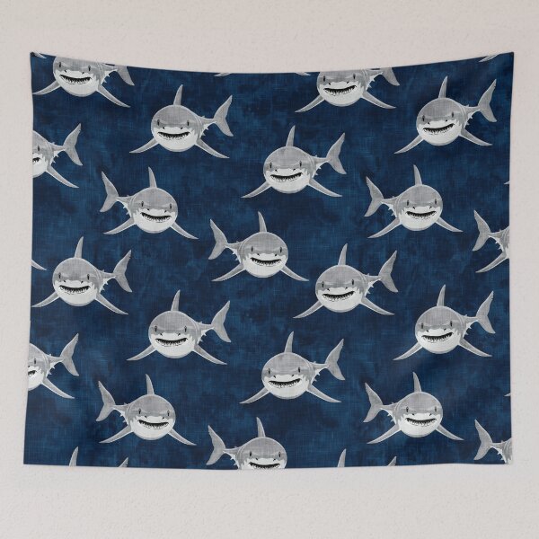 Item preview, Sharks! - dark blue designed and sold by littlearrow.