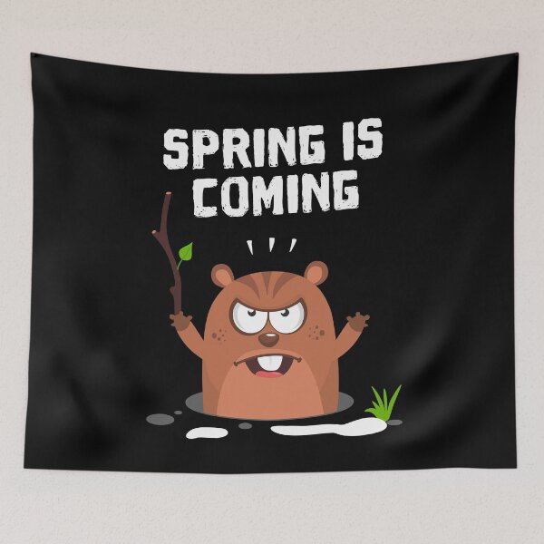 Item preview, Spring Is Coming Funny Marmot Woodchuck Happy Groundhog Day T-Shirt designed and sold by lxmag.