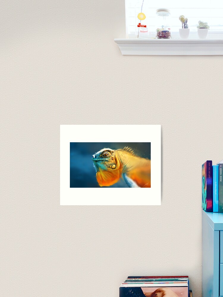 Thumbnail 2 of 3, Art Print, Tropical Iguana Painting designed and sold by Mannetheman.