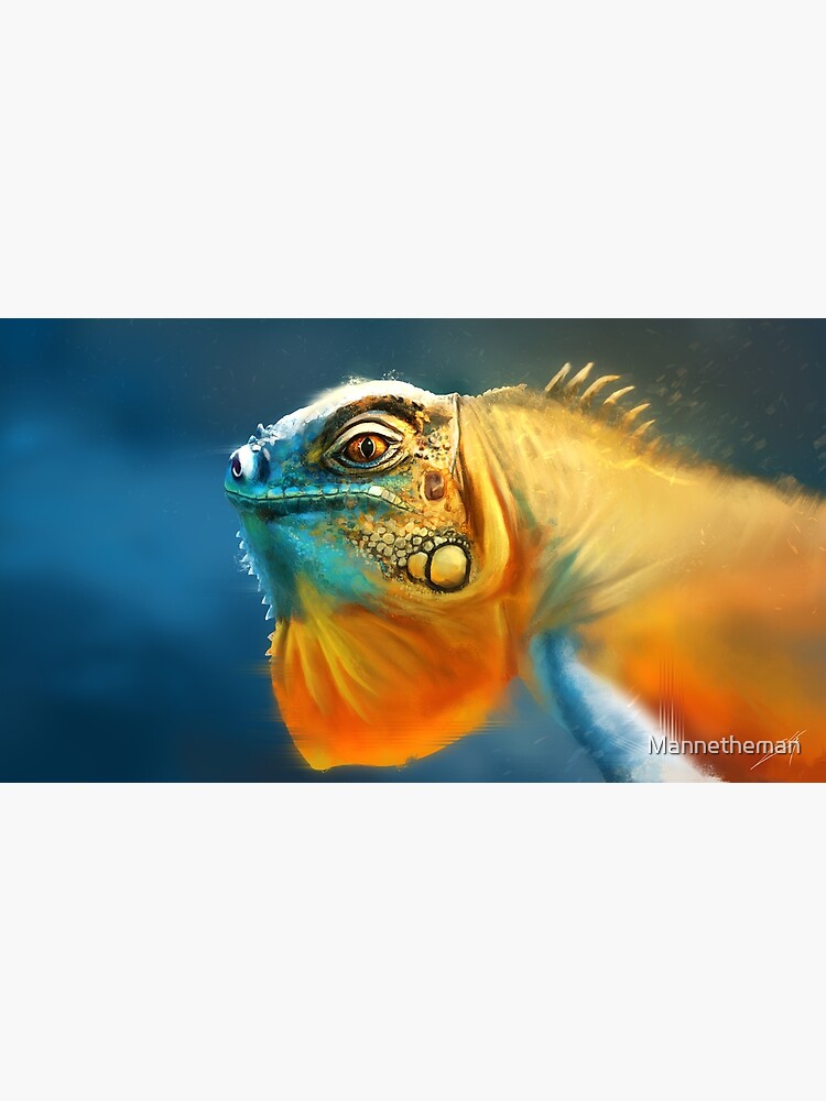 Thumbnail 3 of 3, Art Print, Tropical Iguana Painting designed and sold by Mannetheman.