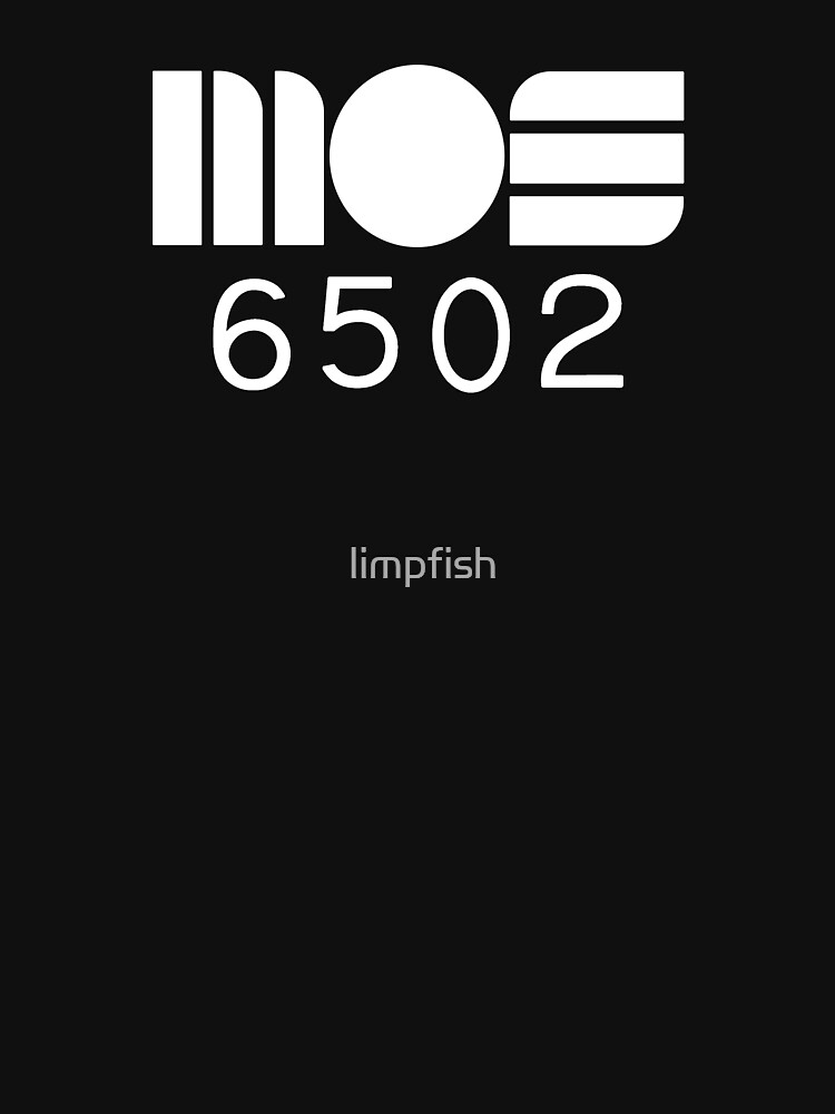 Thumbnail 7 of 7, Essential T-Shirt, MOS 6502 8-bit CPU White logo designed and sold by limpfish.