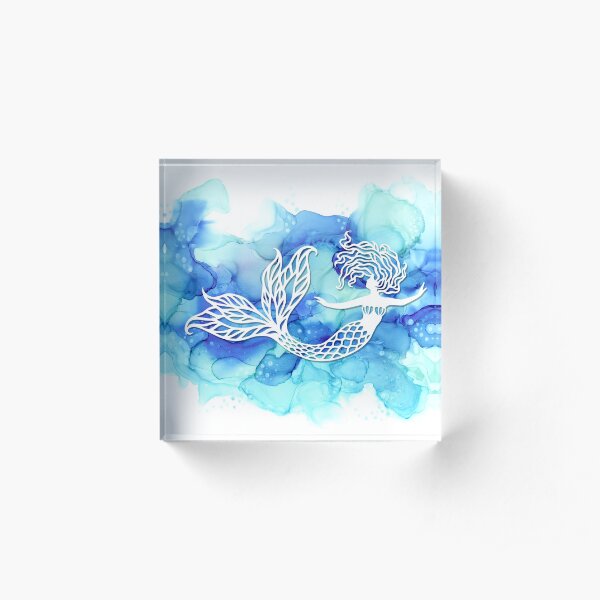 Graceful Mermaid in Teals Acrylic Block