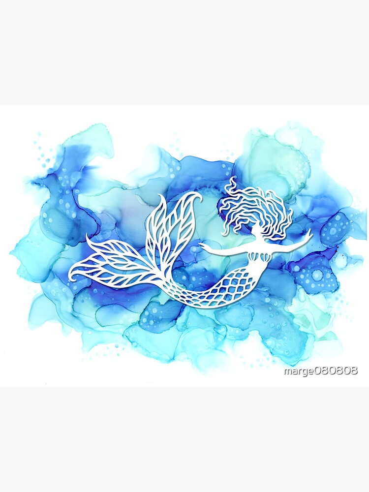 Thumbnail 3 of 3, Sticker, Graceful Mermaid in Teals designed and sold by marge080808.