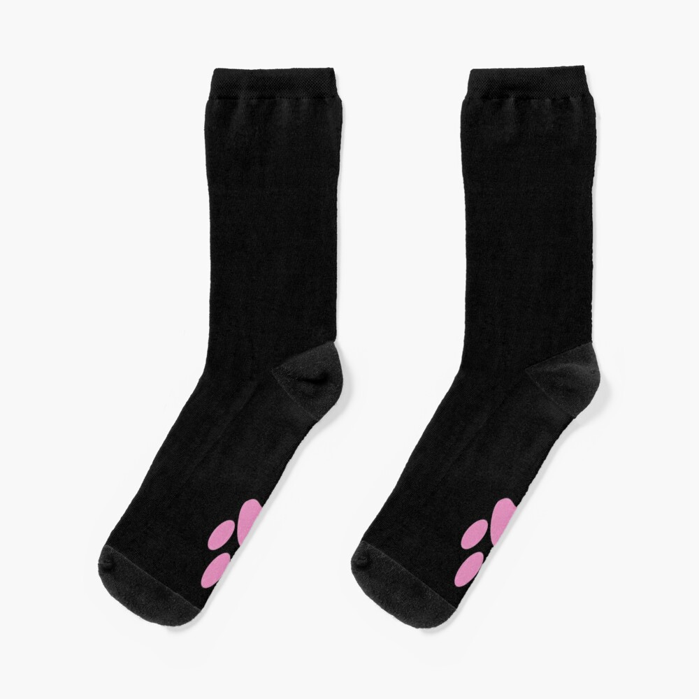 Black Cat Cute and Funny Animal Paw Socks Pink Pads Socks