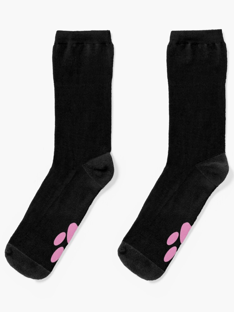 Chaussettes Patte Animale De Chat Noir Mignon Et Drole Chaussettes Coussinets Roses Par Cybercat Redbubble