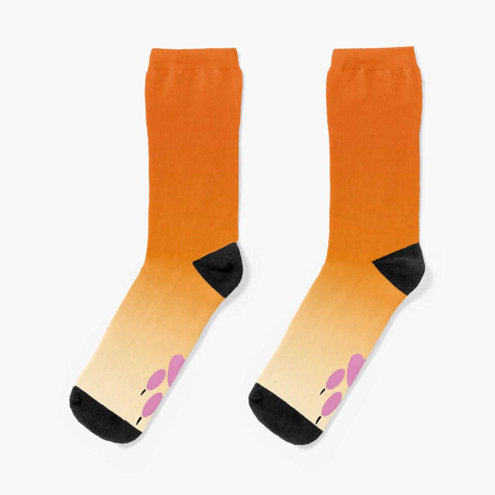 Red Fox Cute and Funny Animal Paw Socks Pink Pads Socks