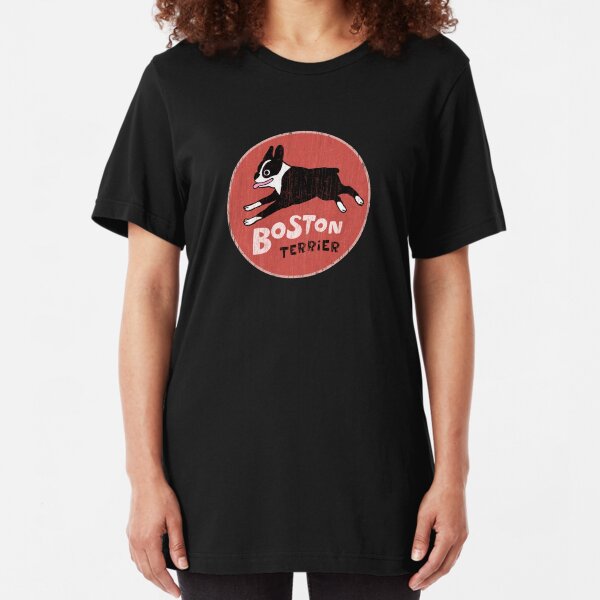 Boston Terrier Jumping | Cool Retro Style Dog Slim Fit T-Shirt