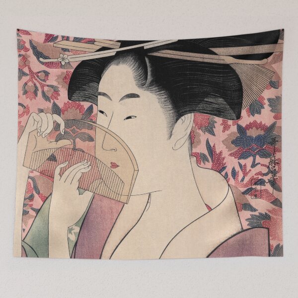 Item preview, Japanese Geisha Holding a Comb by Kitagawa Utamaro designed and sold by VintageArchive.
