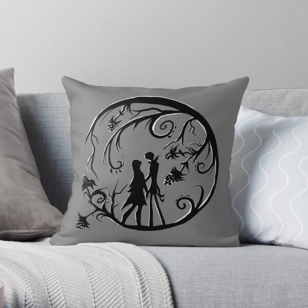 Jack and Sally Silhouette Throw Pillow