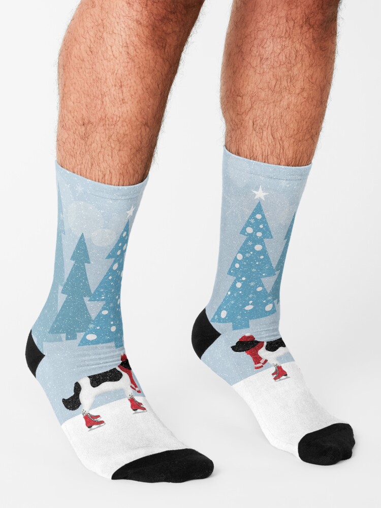 Alternate view of Landseer Newfoundland Winter Scene Socks