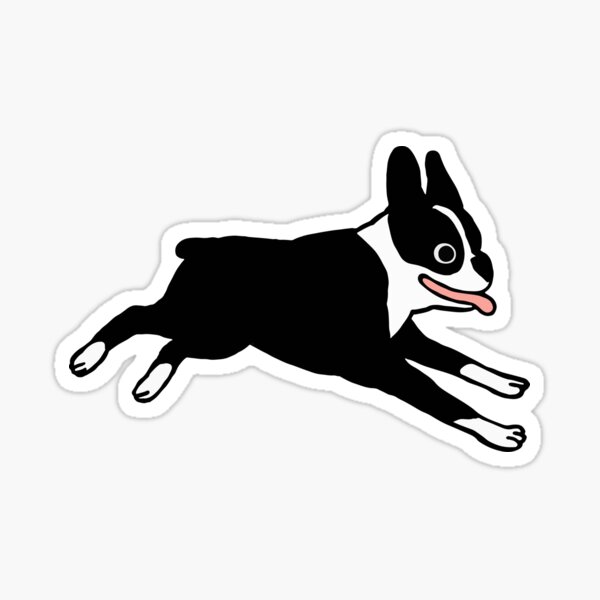 Jumping Boston Terrier Cartoon Dog Sticker