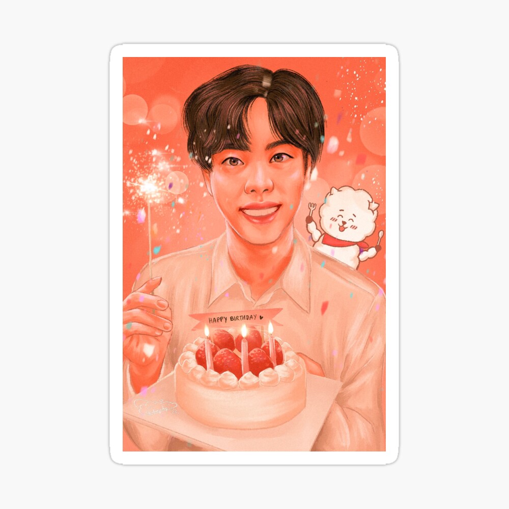 BTS Jin Birthday Cake" Postcard for Sale by clarywhy