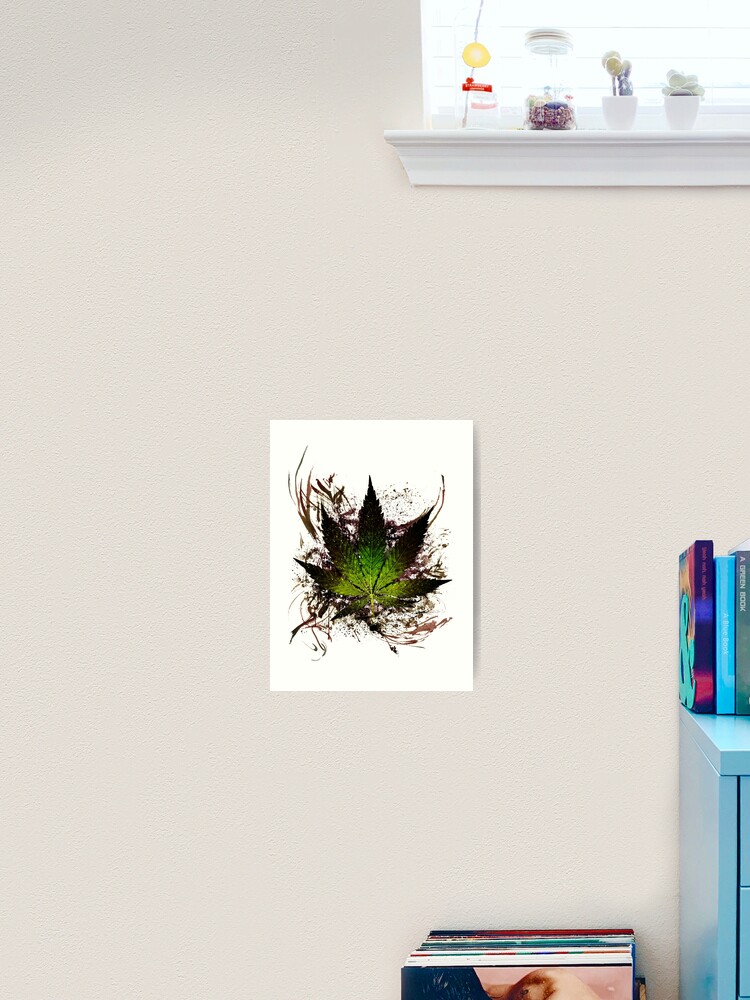 Cannabis Weed Leaf 420 Hash Ganja Marijuana Art Print By Adventgfx Redbubble
