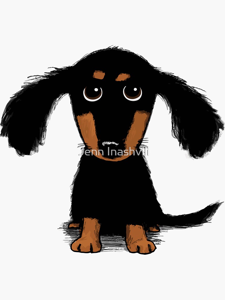 Longhaired Dachshund Black and Tan Puppy Dog by ShortCoffee