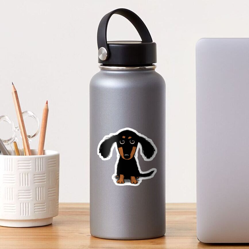 Longhaired Dachshund Black and Tan Puppy Dog Sticker