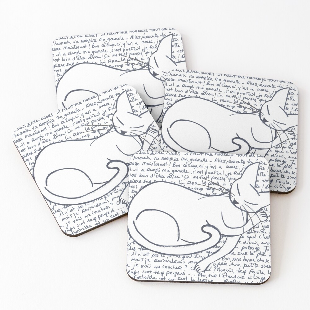 Cat Asleep Coasters Set Of 4 By Guiry Redbubble