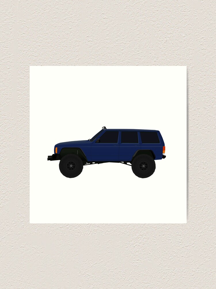 Blue Jeep Cherokee Xj Art Print By Minimalvehicle Redbubble