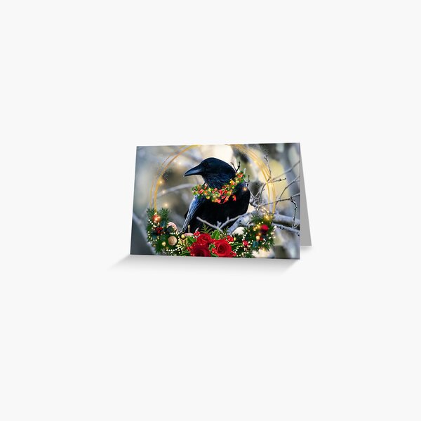 Christmas Crow, raven, winter solstice Greeting Card
