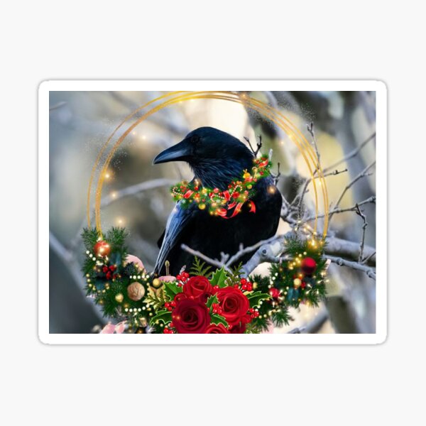 Christmas Crow, raven, winter solstice Sticker