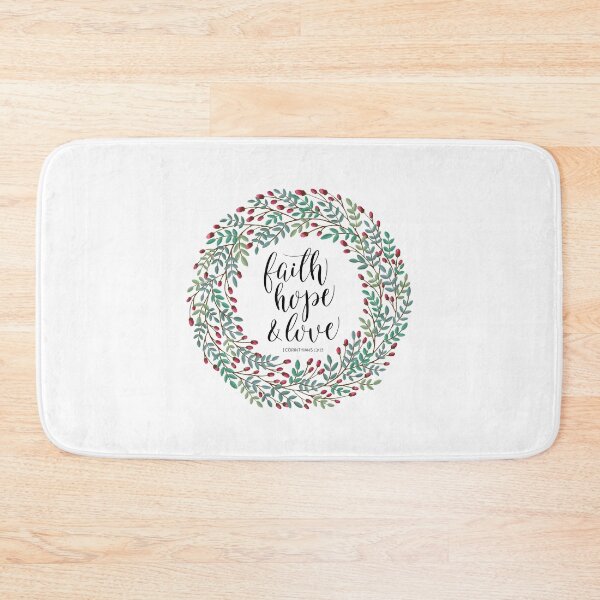 Item preview, Faith Hope Love, Red Berry Wreath, Christian Quote from Corinthian designed and sold by ElaineWeiDesign.