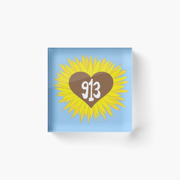 Item preview, Hand Drawn Kansas Sunflower Heart 913 Area Code designed and sold by itsrturn.