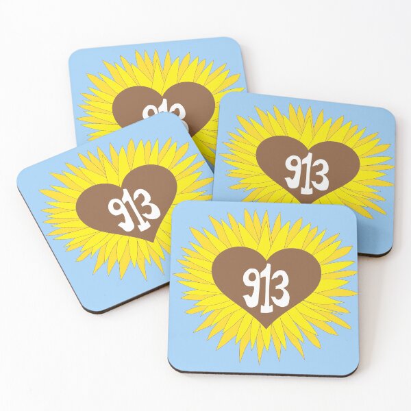 Item preview, Hand Drawn Kansas Sunflower Heart 913 Area Code designed and sold by itsrturn.