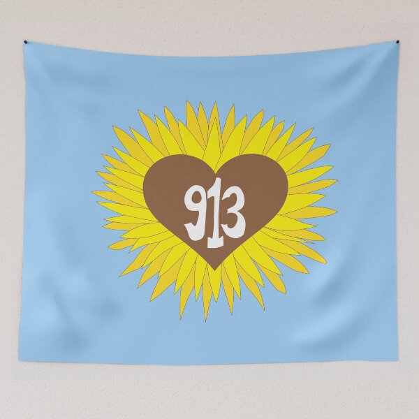 Item preview, Hand Drawn Kansas Sunflower Heart 913 Area Code designed and sold by itsrturn.