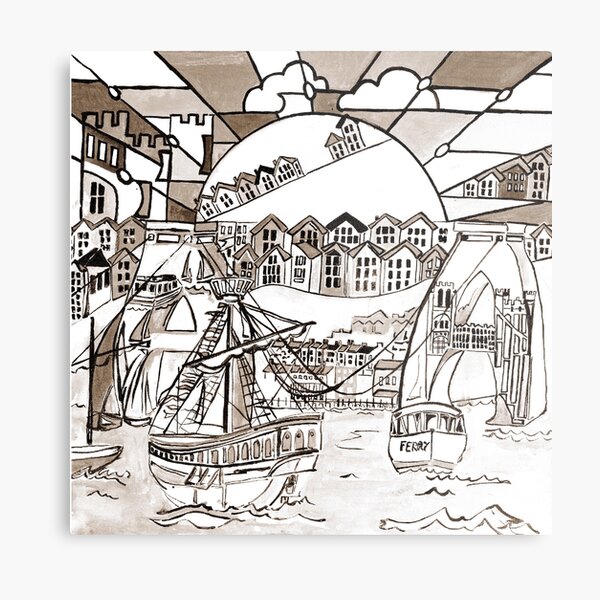 Bristol harbour sepia Metal Print