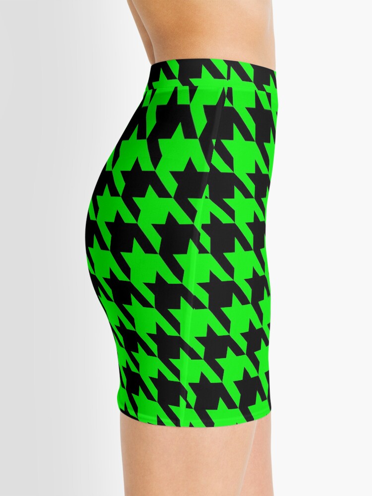 Alternate view of lime green houndstooth Mini Skirt