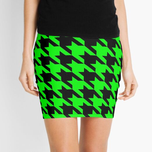 lime green houndstooth Mini Skirt