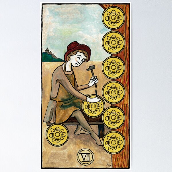 Tarot de Marseille-Waite 8 de Deniers Poster