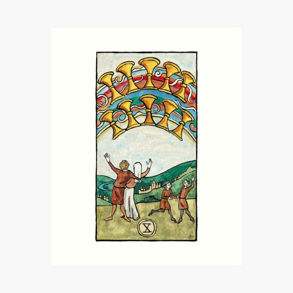 Tarot de Marseille-Waite 10 de Coupes Impression artistique