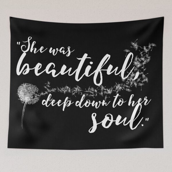 Item preview, "She was beautiful" inspiring quote | White Dandelion | F Scott Fitzgerald | Dorm Room Decor designed and sold by ABdigitaldesign.