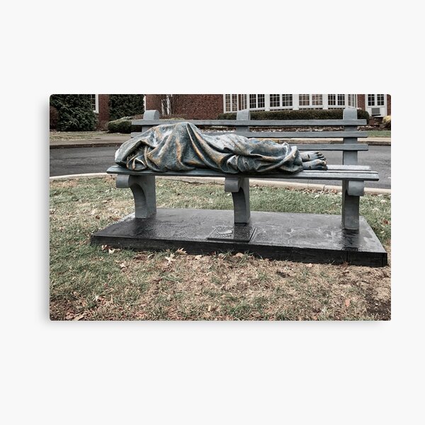 Homeless Jesus on a cold day. Canvas Print