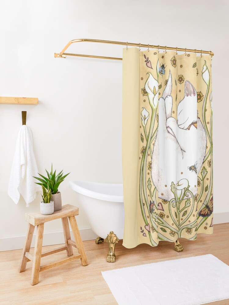 Alternate view of Butterflies and Bees Shower Curtain