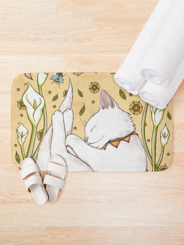 Thumbnail 1 of 6, Bath Mat, Butterflies and Bees designed and sold by AnitaInverarity.