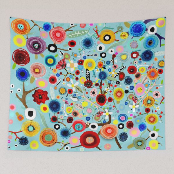 Item preview, Turquoise Floral Deutschland Fabric Design 2018 designed and sold by rupydetequila.