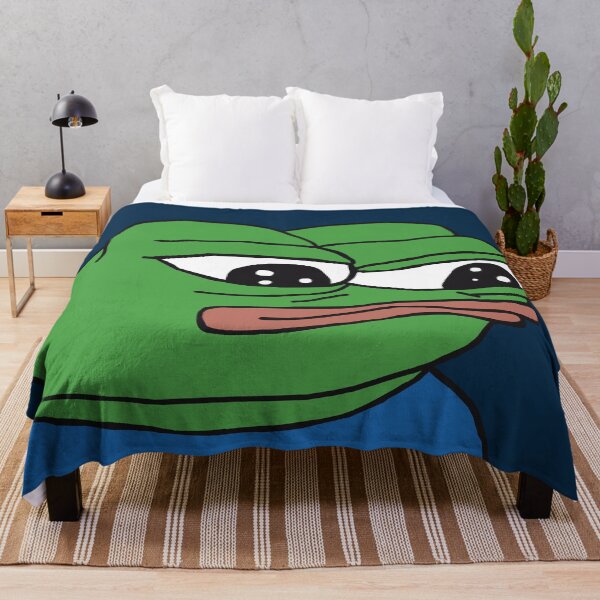 PepeTheFrog Apu Apustaja The Helper Wall eyed pepe Blue with Sticker Set HD HIGH QUALITY ONLINE STORE Throw Blanket