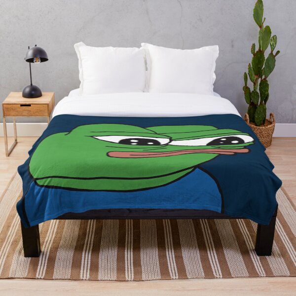 PepeTheFrog Apu Apustaja The Helper Kekistan Wall eyed pepe Blue with Sticker Set HD HIGH QUALITY ONLINE STORE Throw Blanket