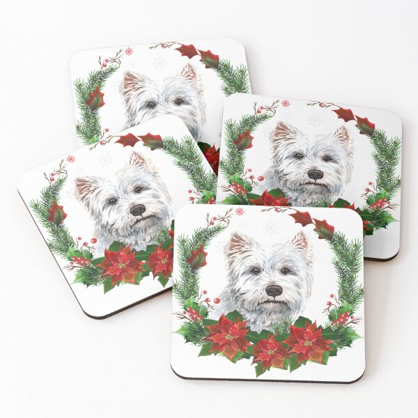Item preview, White Terrier in a Christmas Wreath Christmas Gift for White Terrier dog Owner / Lover designed and sold by YuliyaR.