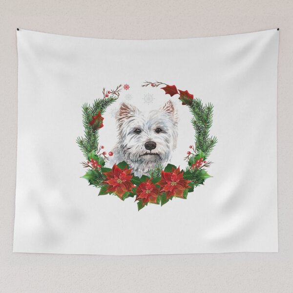 Item preview, White Terrier in a Christmas Wreath Christmas Gift for White Terrier dog Owner / Lover designed and sold by YuliyaR.