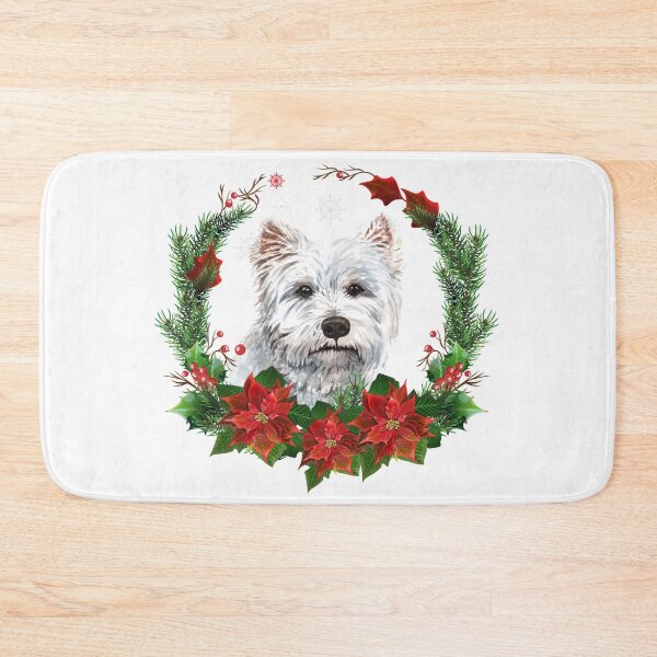 Item preview, White Terrier in a Christmas Wreath Christmas Gift for White Terrier dog Owner / Lover designed and sold by YuliyaR.