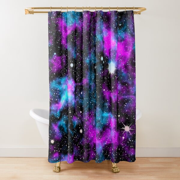 Purple and Blue Galaxy Nebula Space Stars Shower Curtain