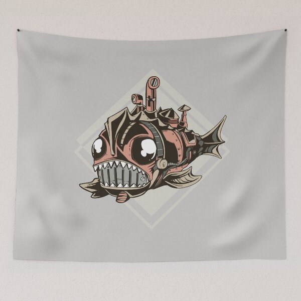 Item preview, Retro future Steampunk piranha fish. designed and sold by Tahuverian.