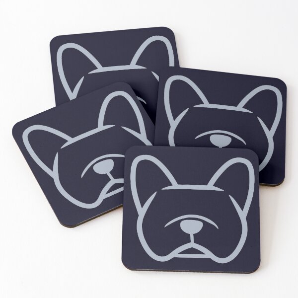Item preview, French Bulldog face silhouette in light gray on Navy - Gray Frenchie gifts by Smooshface United designed and sold by smooshfaceutd.