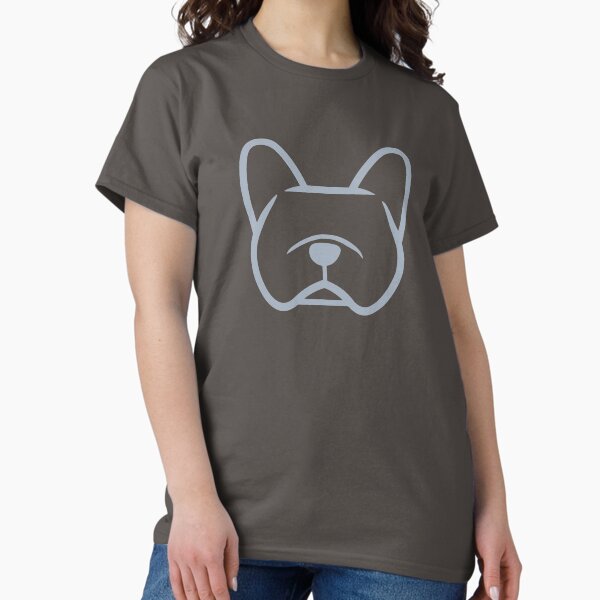 Vista previa del artículo con la obra «Silueta de cara de bulldog francés en gris claro sobre azul marino: regalos de bulldog francés gris de Smooshface United», diseñado y vendido por smooshfaceutd.