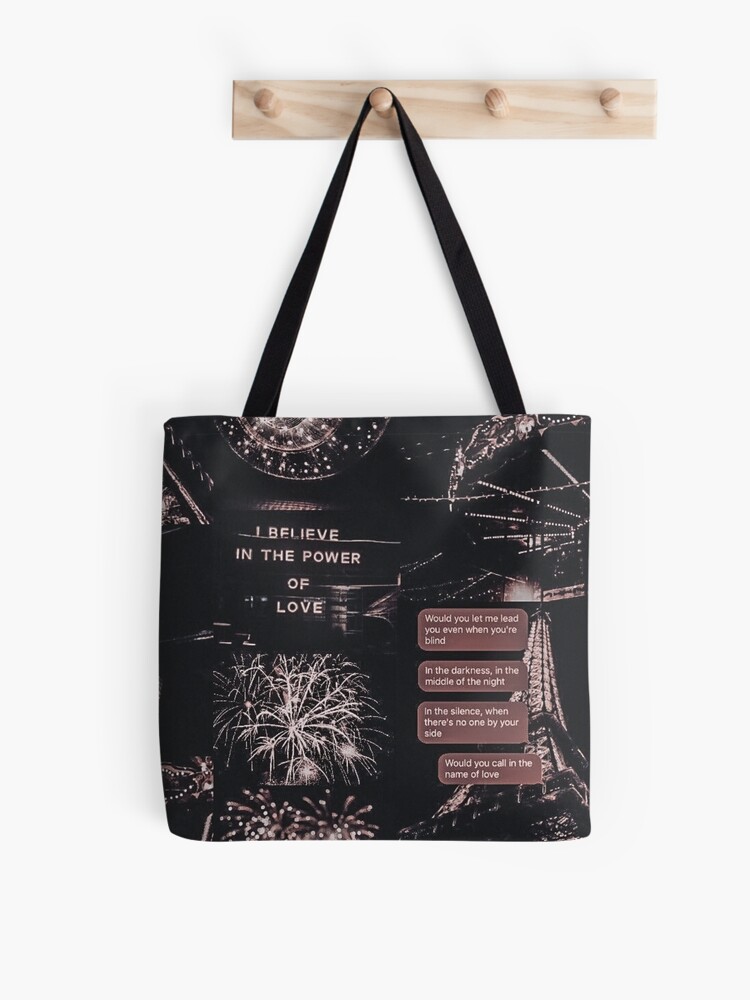 Late Night Text Rose Gold Aesthetic Collage Tote Bag