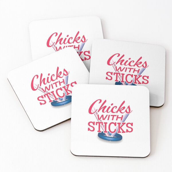 Item preview, 'Chicks With Sticks' (White ALT2) designed and sold by The Button Gal.