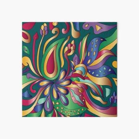 Groovy Mushroom Paisley Florals- Jewel Tone Pattern Art Board Print